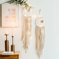 Rideau mural suspendu en macramé multicouches, grand cercle en coton, brun foncé, dégradé de teinture, dégradé de couleur, Boho tricoté, 43 "x 32"