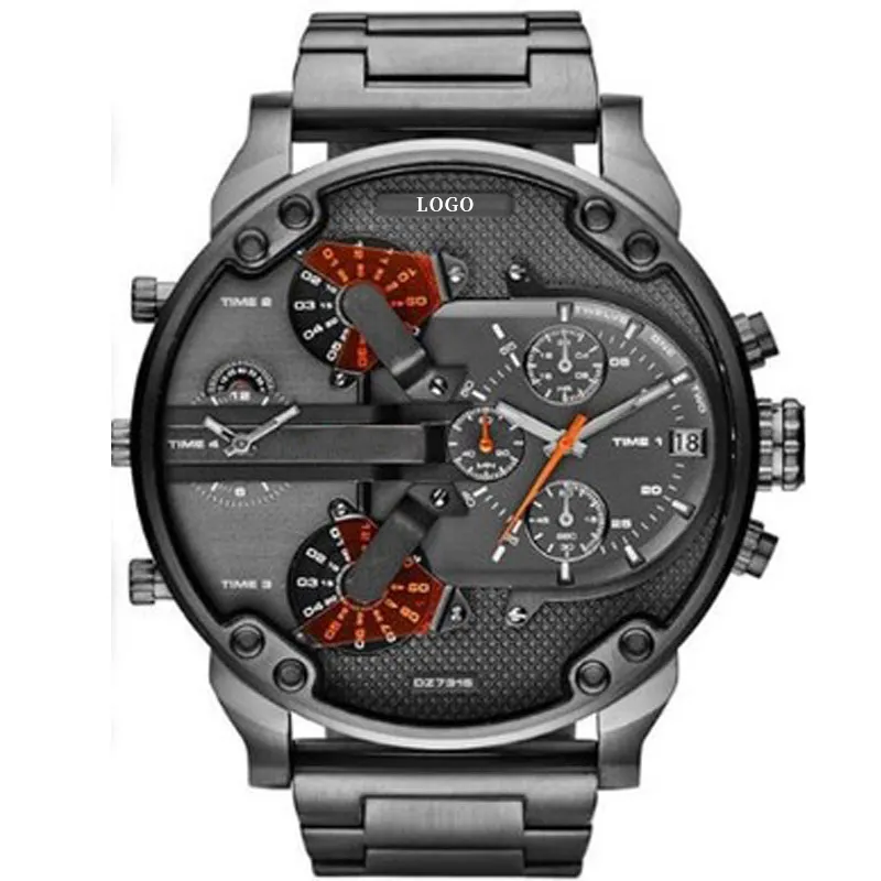 Luxury Watch Quartz watch Stylish large dial stainless steel strap men chronograph watch