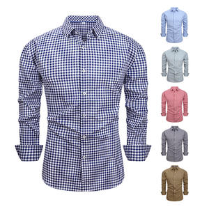 Camisa de Manga Larga a Cuadros para Hombre, Nueva Moda de Primavera y Otoño, Estilo Británico Informal de Negocios, Camisa Vintage Informal Elástica para Hombre - Product Image 3