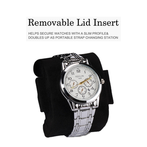 Étui de voyage en <span class=keywords><strong>cuir</strong></span> pour montres, étui en <span class=keywords><strong>cuir</strong></span> pour 1 montre et bracelets précieux (noir) - Product Image 6
