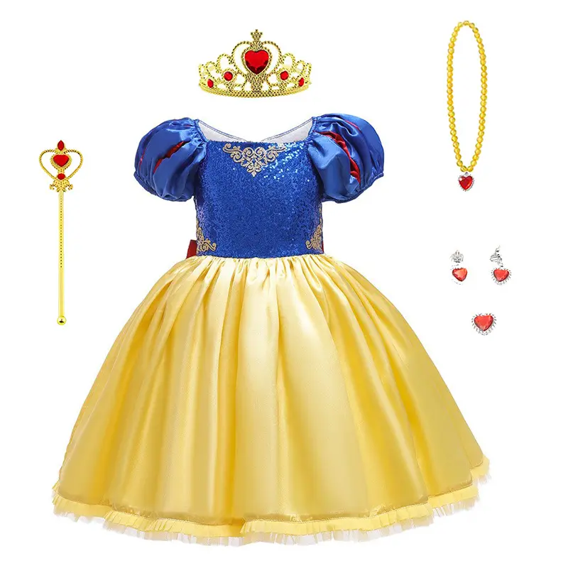 Nuovo moda soffice abito in rete per ragazze bianco neve cosplay abiti da principessa per bambini