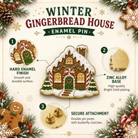 Lot de Broches Émaillées Personnalisées Maison de Pain d'Épices de Noël – Vente en Gros, Badges Métalliques Festifs, Cadeau, Fabrication OEM ODM
