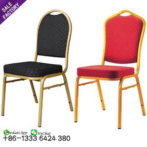 Chaise de banquet d'hôtel moderne à dossier ovale empilable en fer doré, bon marché, utilisée à des fins commerciales, pour restaurant - Product Image 6