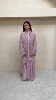 Nouvelle arrivée : Cardigan en mousseline de soie avec hijab assorti, abaya ample à manches longues et imprimé fleuri