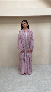 Nouvelle arrivée : Cardigan en mousseline de soie avec hijab assorti, abaya ample à manches longues et imprimé fleuri - Product Image 3