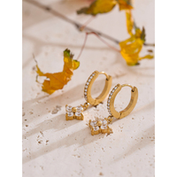 JINYOU 5338 Boucles d'Oreilles Pendante en Zircon Cubique Plaqué Or 18K, Créoles en Acier Inoxydable Amour pour Femmes, Bijoux Romantiques