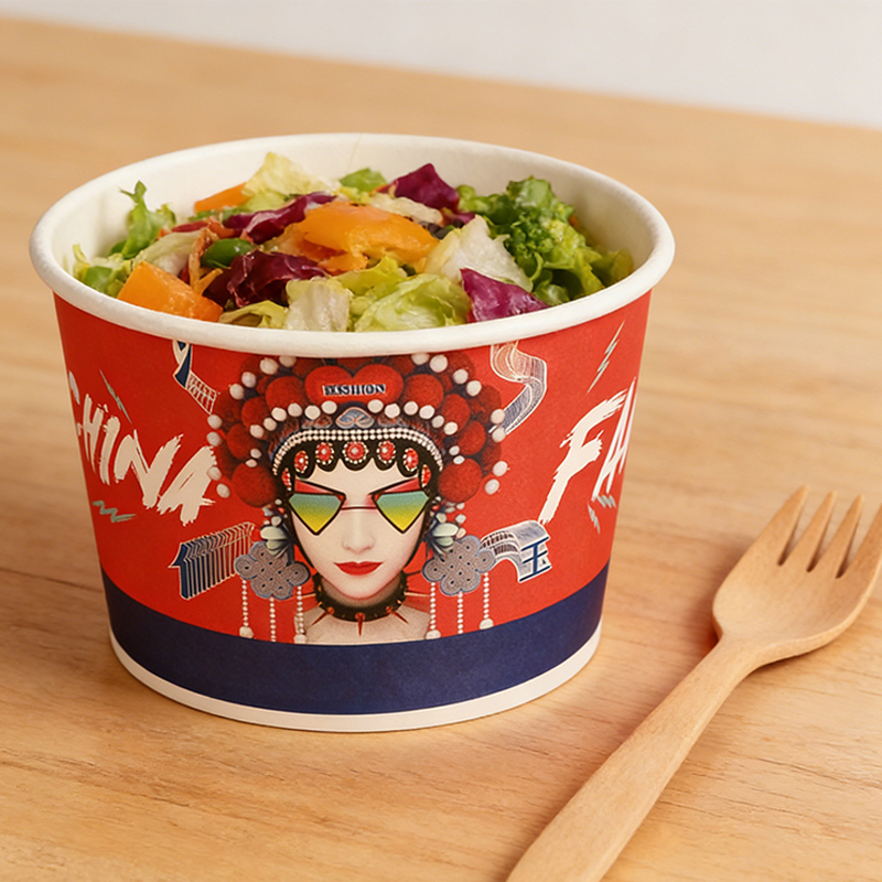 Custom Eco Friendly Single Wall Disposable Aseptic Food Grade UV Printed Soup Paper Cup Food Packaging Paper Plates Bowls