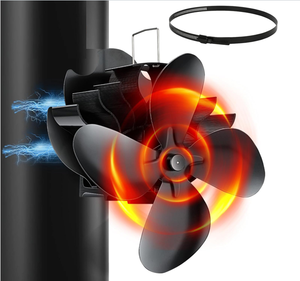 พัดลมเตาผิงแม่เหล็ก ไม่ต้องใช้ไฟฟ้า สำหรับเตาผิงไม้ เตาถ่าน ท่อเตา พร้อมแม่เหล็ก 2 อัน และวงแหวนอะไหล่ 1 อัน - Product Image 1