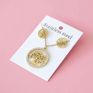 Meistverkauftes Modisches Blumen-Mond-Schmetterling Zirkon Edelstahl Ohrringe Halskette <span class=keywords><strong>Set</strong></span> Trendiger Schmuck 2026 Edelstahl - Product Image 4
