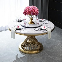 Bens — ensemble de table en acier inoxydable doré, avec plateau en marbre, table à manger moderne pour banquet, mariage, événements