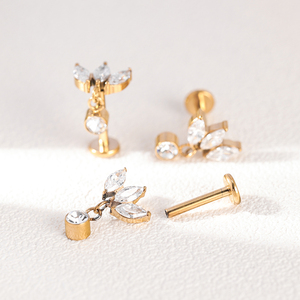 Boucle <span class=keywords><strong>d</strong></span>'<span class=keywords><strong>Oreille</strong></span> Pendante en Titane Plaqué Or avec Cz Trendy Floating Dangle Tragus Helix Cartilage Stud Internally Threaded Ear Piercing - Product Image 2