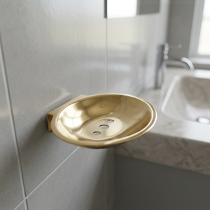 Porte-savon en acier inoxydable de forme ovale avec trois trous, finition dorée - Product Image 2