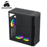 Gabinete de Computadora para Juegos AntarcChill Negro, Formato ATX, Diseño de Malla Frontal, Acero, USB 3.0, Alto Rendimiento de Refrigeración, Directo de Fábrica, OEM