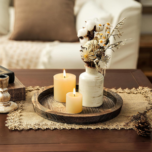 Plateau rond en bois rustique de 11 pouces pour bougies, pour <span class=keywords><strong>table</strong></span> basse, <span class=keywords><strong>table</strong></span> à manger, plateau décoratif en bois pour bougies - Product Image 6
