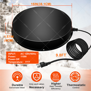 Calentador de gallinero de 125W, calentador de <span class=keywords><strong>agua</strong></span> de pollo para aves de corral de invierno, Base calentada, Base calentadora para <span class=keywords><strong>bebedero</strong></span> - Product Image 2