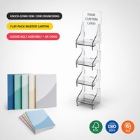 Présentoir à magazines en acrylique transparent sur mesure, 4 niveaux, sur pied, pour brochures, idéal pour les magasins de cosmétiques, pharmacies, vente au détail, OEM, ODM