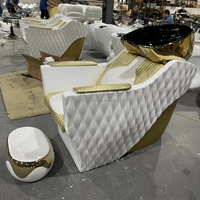 En gros, mobilier de salon commercial moderne : lavabo en céramique, fauteuils de lavage, lit de lavage multifonction, facile à nettoyer, pour atelier