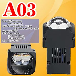 90W 9000LM Bi LED Projecteur Phare Haute Puissance A03 GT8-2 Lentille GT8-3 3 Pouces LHD RHD Lentille Bleue pour Véhicules LHD RHD - Product Image 3