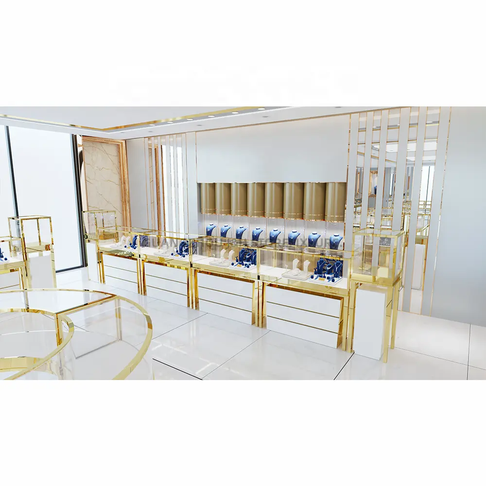 Negozio di lusso negozio di gioielli design da banco immagini per gioielleria in oro negozio di interior design in oro gioielleria interior design