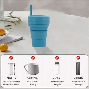 Gobelet à café pliable réutilisable en plastique personnalisé avec couvercle, idéal pour les cadeaux, promotionnel et pratique pour l'extérieur - Product Image 6
