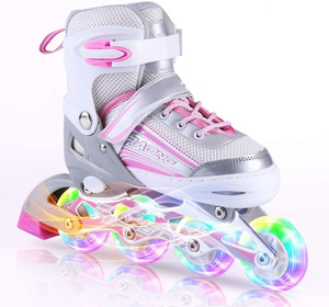 Rollschuhe für Mädchen und Kinder Größenverstellbar mit Leuchtenden Rädern und Glanz - Product Image 5