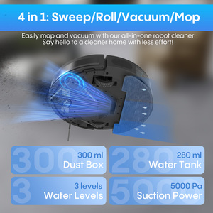 เครื่องดูดฝุ่นหุ่นยนต์ Bagotte Mop Combo5000Pa พร้อมฟังก์ชั่นถูพื้นแบบเปียกและแห้ง ชาร์จเองได้ เหมาะสำหรับใช้ในบ้าน สำหรับพื้นที่ที่มีสัตว์เลี้ยง/พื้นแข็งและพรม - Product Image 2