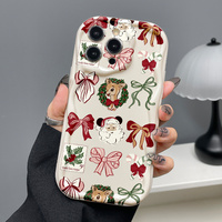 Coque de téléphone à motif crème pour Noël, compatible iPhone 16, 15, 13, 12, 17 Pro, 18 Pro Max, avec bords ondulés, antichoc, protection arrière