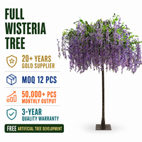 Arbre artificiel de glycine, plante à fleurs de lavande artificielle, fleurs en cascade, tronc naturel, pour hôtels, mariages, jardins, vente en gros