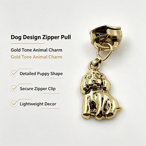 Gold Tone Dog Design Zipper Pull <b>Cute</b> Animal Alloy Charm for Bags <b>Purses</b> Backpacks and Clothing Accessories - Product Image 2