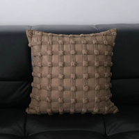 Housse de coussin carrée à bord large style Wabi-Sabi, personnalisable, 100 % polyester écologique, série marron, pour la maison