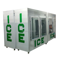 Réfrigérateur commercial vertical personnalisable à 2 portes vitrées, refroidissement par ventilateur, pour blocs de glace, usage intérieur