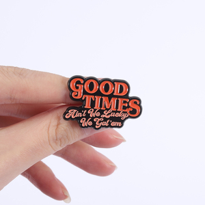 Pin <span class=keywords><strong>de</strong></span> Esmalte con Frase Positiva <span class=keywords><strong>de</strong></span> Good Times Ain't We Lucky, Broche Inspirador con Citas, Joyería al por Mayor - Product Image 4