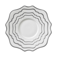 Service de vaisselle en céramique de luxe avec bordure argentée, 4 pièces, pour mariage, banquet, hôtel, restaurant, assiette ronde pour dîner, salade, dessert