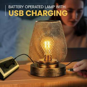 Gran oferta, lámpara de mesa LED con carga USB Retro, linterna de lectura de cabecera de pantalla blanca, linterna de Metal inalámbrica UL para exteriores con pilas - Product Image 4