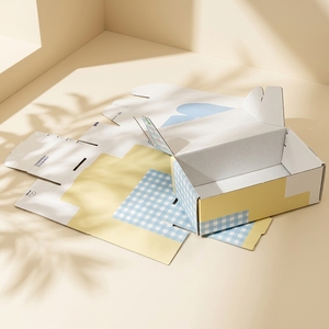 Caja <span class=keywords><strong>de</strong></span> Embalaje para Pastelerí<span class=keywords><strong>a</strong></span> <span class=keywords><strong>a</strong></span> Cuadros Azul y Amarillo Pastel, Rectangular, Plegable, con Tapa, para Galletas, Pasteles y Reposterí<span class=keywords><strong>a</strong></span>, Venta al Por Mayor - Product Image 3