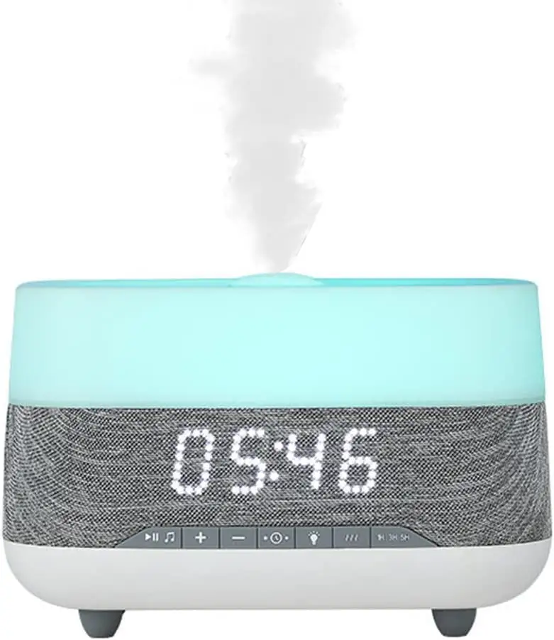 Essential Oil Diffuser and Humidifier with Speaker Clock,7 Color Mood Night Lights,Electric Cool Mist Aromatherapy