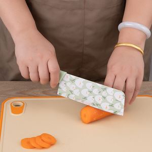 Ensemble de 3 couteaux de chef en acier inoxydable à imprimé floral vert menthe, manches en plastique PP brillant, longueur de lame de 8 à 9,9 pouces, pour droitiers - Product Image 2