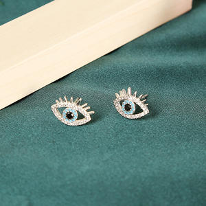 Pendientes de ojo de circonia azul para mujer, joyería de moda, novedad, 925 - Product Image 4