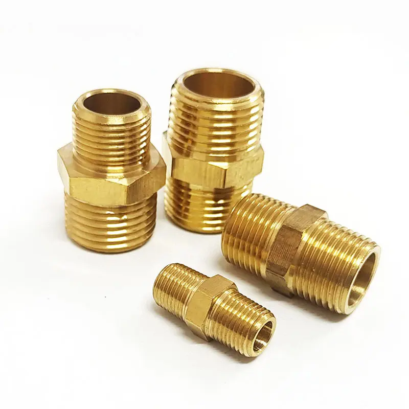 Hot selling BSP Nipple Brass Male adaptor Straight Brass thread Pipe Fitting