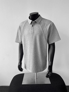 Haute qualité poids lourd imprimé hommes 280gsm coton Polyester patron travail Boxy blanc plaine goutte épaule polos pour hommes - Product Image 3