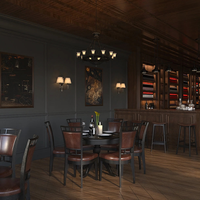 Comptoir de bar en bois massif sculpté en arc, style bois classique de luxe haut de gamme, avec cave à vin intégrée à température constante