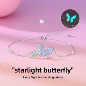 Bracelet Papillon Lumineux en Argent Sterling S925, Nouveau Style Tendance <span class=keywords><strong>avec</strong></span> <span class=keywords><strong>Pierre</strong></span> en Zircon pour Cadeau, Fête ou Mariage - Product Image 1
