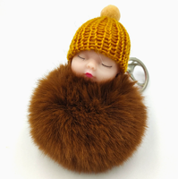 En gros, Porte-clés pendentif en fourrure de lapin, peluche mignonne de dessin animé, boule pompon 8 cm, pour breloque de sac et porte-clés