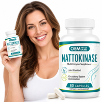 Capsules de Nattokinase à Marque Blanche OEM, Extrait de Soja Fermenté, Curcuma, Soutien à la Mobilité Articulaire, 60 Capsules