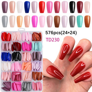576 Uds./caja <span class=keywords><strong>Uñas</strong></span> Postizas Francesas Cortas Cuadradas de Colores Variados, <span class=keywords><strong>Uñas</strong></span> Francesas Blancas y Rosas Brillantes de Cobertura Completa, Puntas de <span class=keywords><strong>Uñas</strong></span> de Gel Suave - Product Image 6