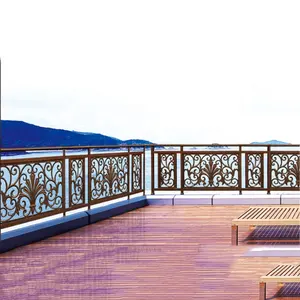 Kapalı ve açık sundurma korkulukları için Modern dekoratif pirinç Finish entegre balkon korkuluğu alüminyum küpeşte