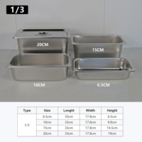 Casserole en acier inoxydable 304 Autres fournitures pour hôtels et restaurants 1/3 Gn Pan Gn Food Casseroles