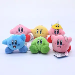 Lindo Kirby muñecos de peluche color llaveros Anime kawaii colgante figura Animal de peluche juguetes suaves kidsToy juguetes para niñas