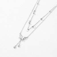Collar de Plata de Ley 925 con Colgante de Mariposa Circular con Lentejuelas