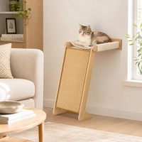 Griffoir mural pour chat avec hamac, meuble mural pour chat avec rampe en sisal, étagère d'escalade en bois, plateforme à griffer murale pour chat